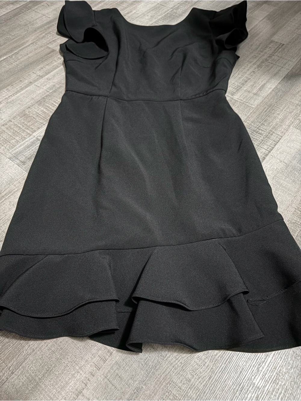 TCEC Black Ruffle-Hem Mini Dress